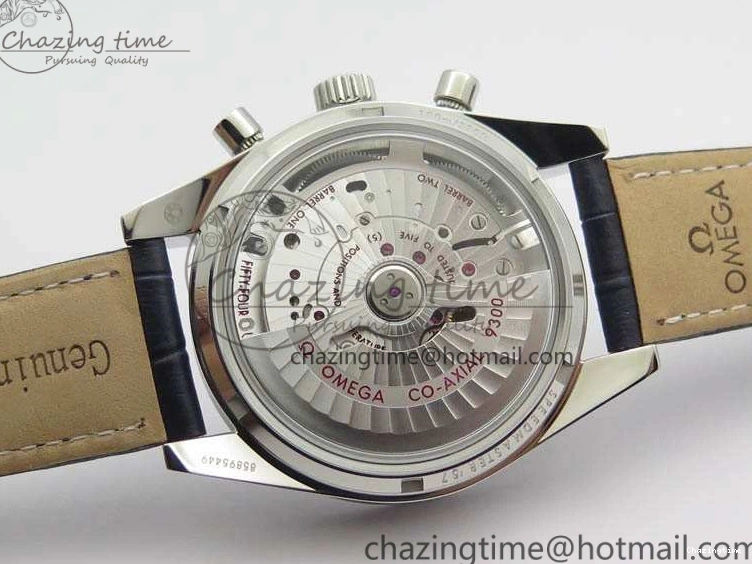 0808 Unique Speedmaster ’57 Co-Axial OMF 1:1 Best Edition White Dial Blue Markers A9300 (Free Leather Strap) 8132